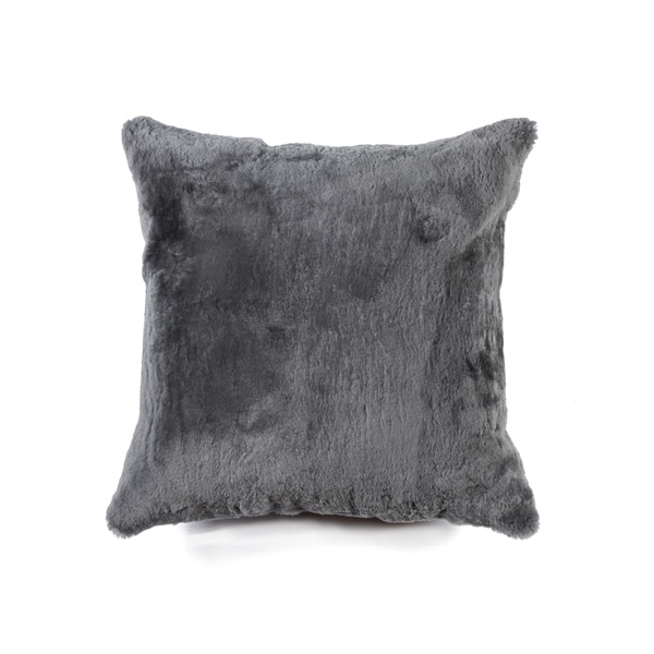 NA Nelson Grey 100-percent Natural Sheepskin 18-inch Square Pillow