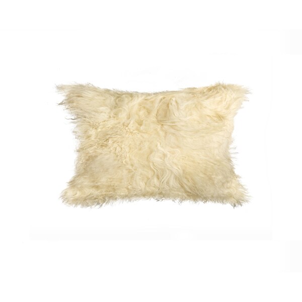 Natural Mongolian Sheepskin/Faux Suede 12-inch x 20-inch Pillow