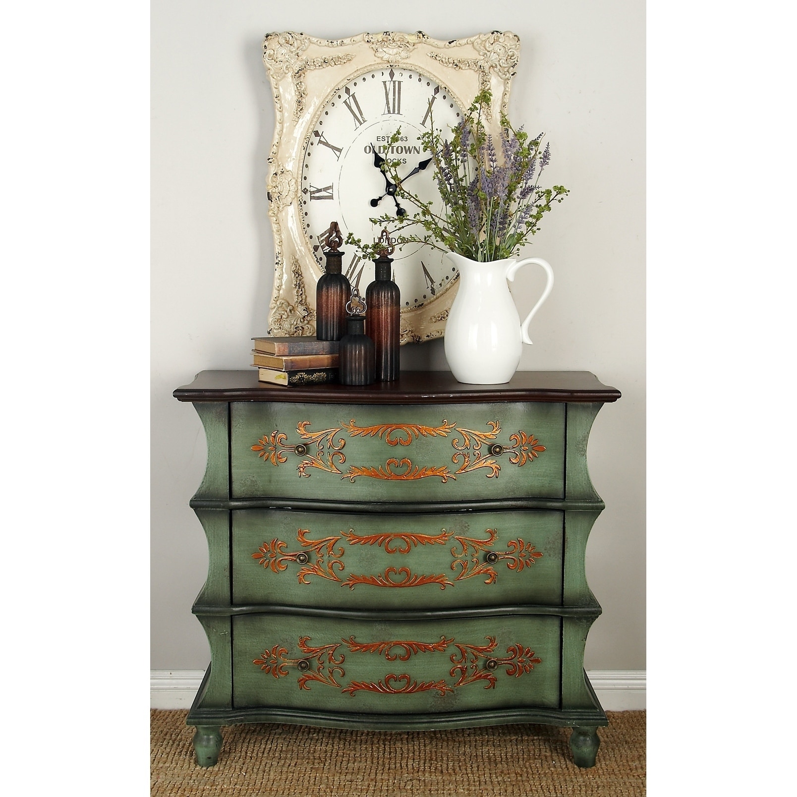 Shop Traditional 32 X 36 Inch Distressed Green Wooden Dresser By