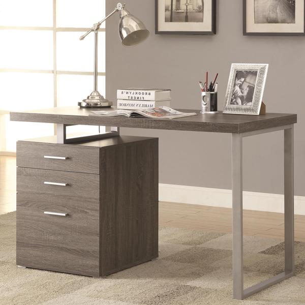 Shop Modern Design Home Office Weathered Grey Writing\/ Computer Desk with Drawers and File 