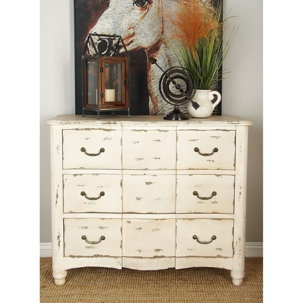 Shop Farmhouse 3 Drawer Weathered Antique White Wood Dresser For
