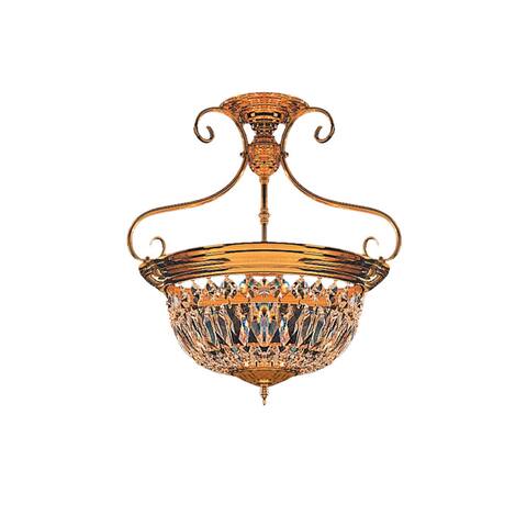5-light Polished Brass/ Crystal Semi-Flush Mount