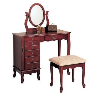 Coaster Company Cherry Wood Vanity and Stool Set