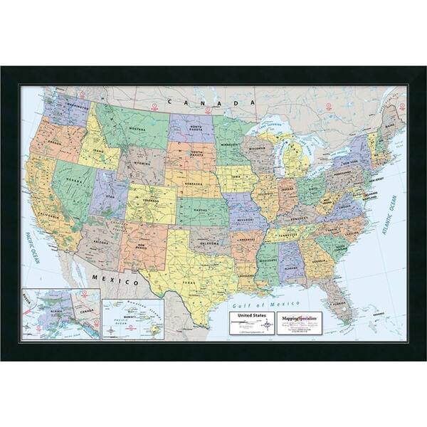 Framed Art Print 2016 United States Map Classic Political By Mapping Specialists 39 X 27 Inch Overstock 12225007