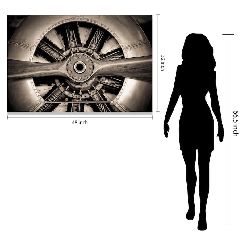 Plane Propeller Graphic Wall Art on Free Floating Tempered Glass Panel