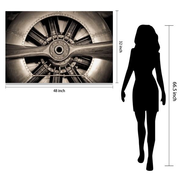 dimension image slide 1 of 2, Plane Propeller Graphic Wall Art on Free Floating Tempered Glass Panel