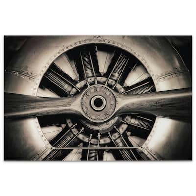 Plane Propeller Graphic Wall Art on Free Floating Tempered Glass Panel