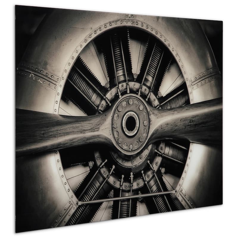 Plane Propeller Graphic Wall Art on Free Floating Tempered Glass Panel
