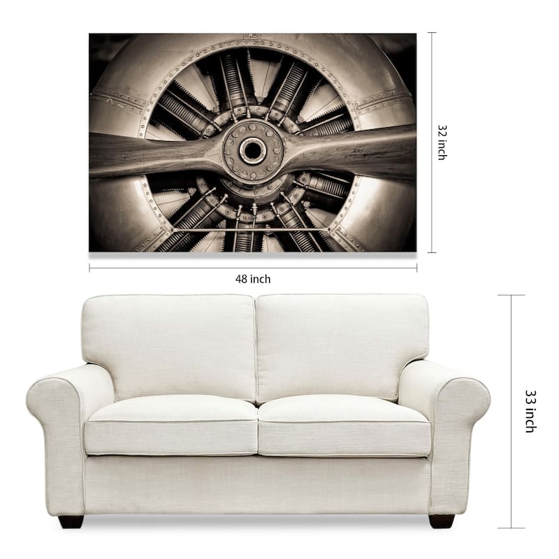 Plane Propeller Graphic Wall Art on Free Floating Tempered Glass Panel