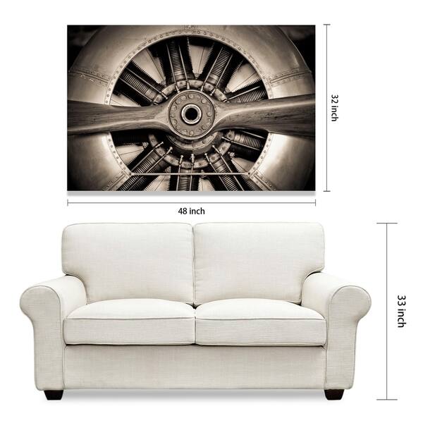 dimension image slide 0 of 2, Plane Propeller Graphic Wall Art on Free Floating Tempered Glass Panel
