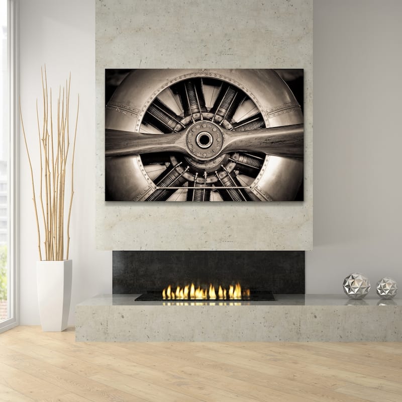 Plane Propeller Graphic Wall Art on Free Floating Tempered Glass Panel