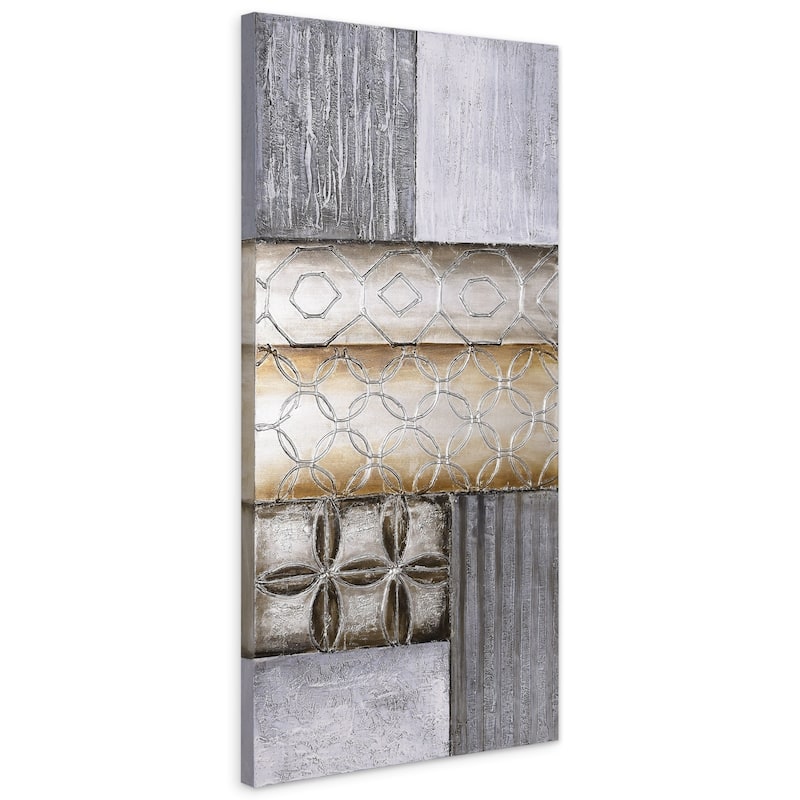 Stacked 1 Textured Metallic Hand Painted Canvas Wall Art