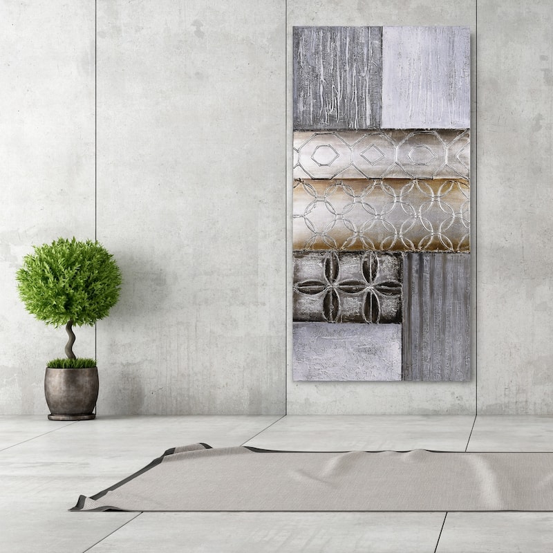 Stacked 1 Textured Metallic Hand Painted Canvas Wall Art