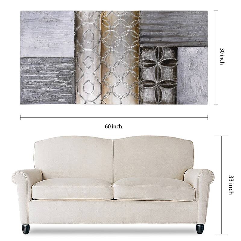 Stacked 1 Textured Metallic Hand Painted Canvas Wall Art