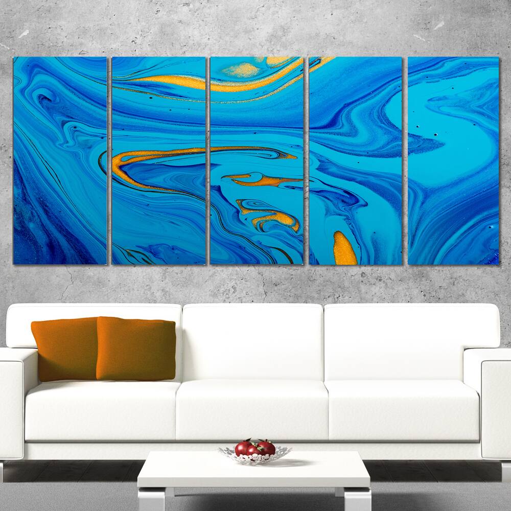 Light Blue Abstract Acrylic Paint Mix - Abstract Art on Canvas - Bed ...