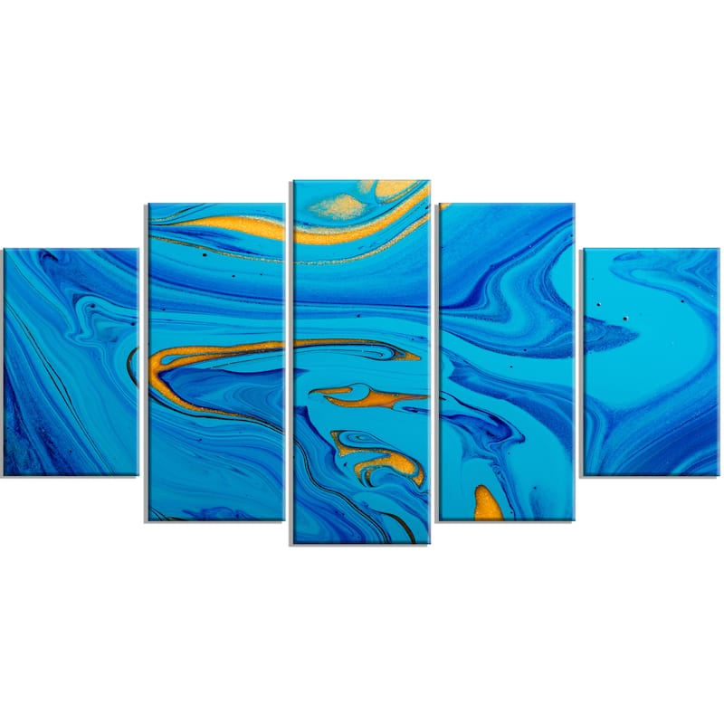 Light Blue Abstract Acrylic Paint Mix - Abstract Art On Canvas - Bed 