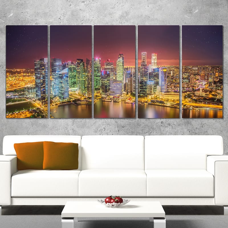 Singapore Skyline View of Marina Bay - Cityscape Canvas print - Multi-color