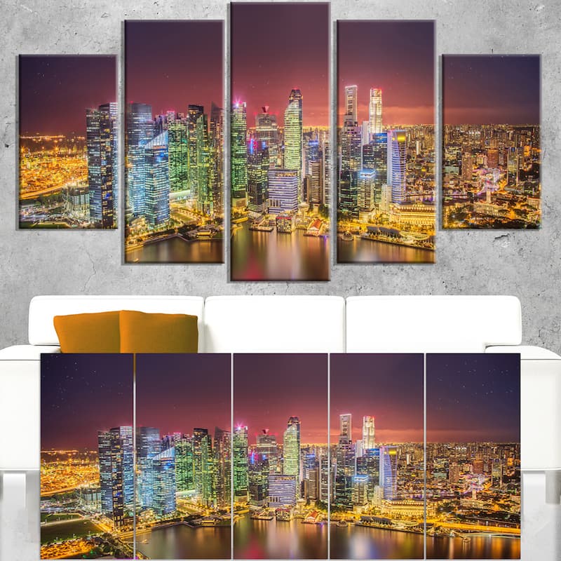 Singapore Skyline View of Marina Bay - Cityscape Canvas print - Multi-color