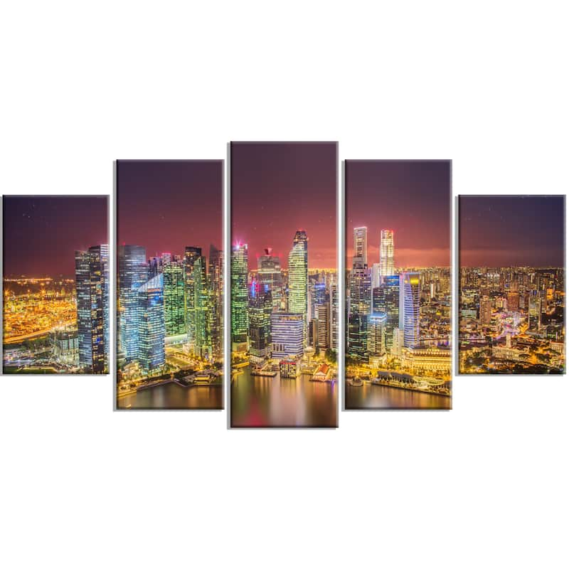 Singapore Skyline View of Marina Bay - Cityscape Canvas print - Multi-color