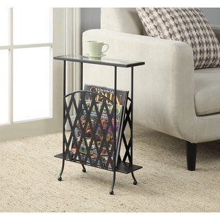 Convenience Concepts Wyoming Wrought Iron Glass Top Side Table