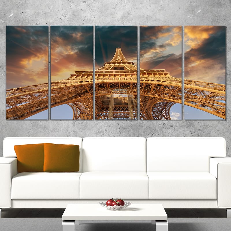 Paris Eiffel Tower in Paris with Sunset Colors - Cityscape Canvas print ...