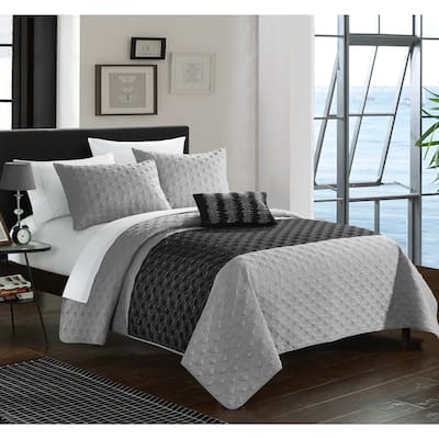 Chic Home Walker Grey 8-Piece Bed in a Bag Quilt Set