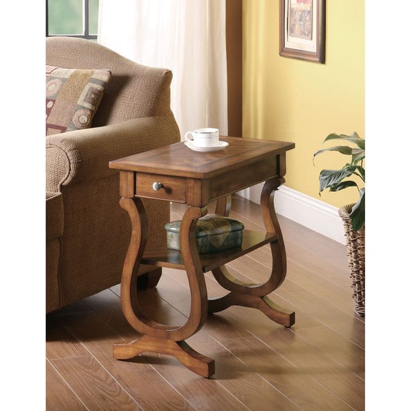 Shop Coaster Company Warm Brown Curvy Storage Side Table Overstock 12227814