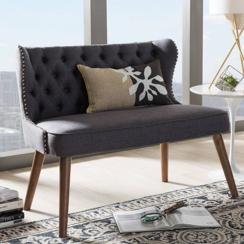 Carson Carrington Rudkobing Mid-century Modern Wood and Fabric Upholstered Button-tufting Loveseat