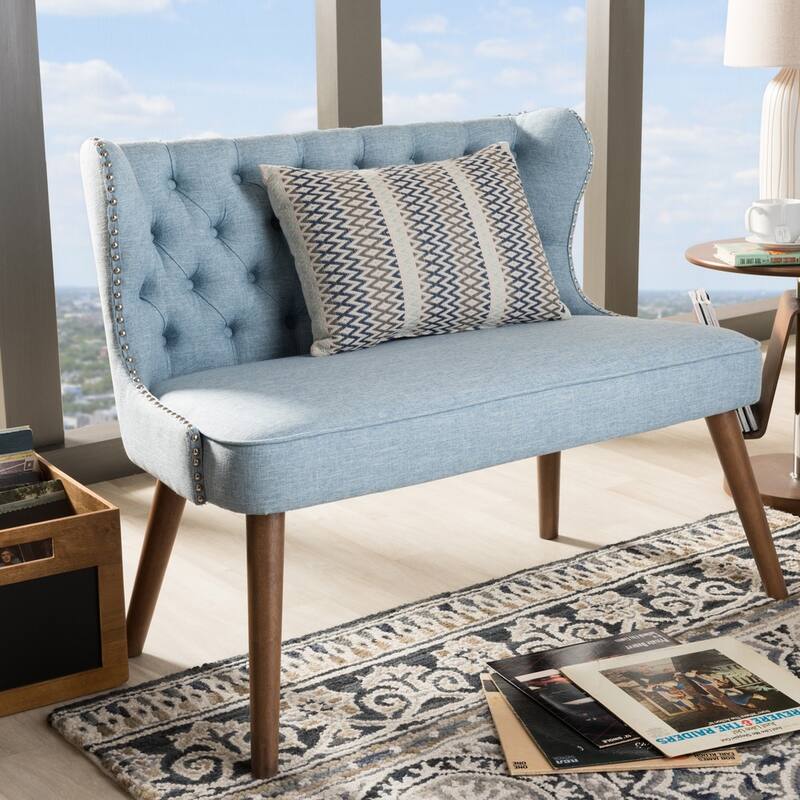 Carson Carrington Rudkobing Mid-century Modern Wood and Fabric Upholstered Button-tufting Loveseat