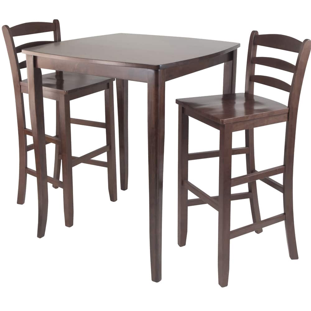 Winsome Inglewood 3-Piece Pub Dining Table with 2 Ladder Back Chairs