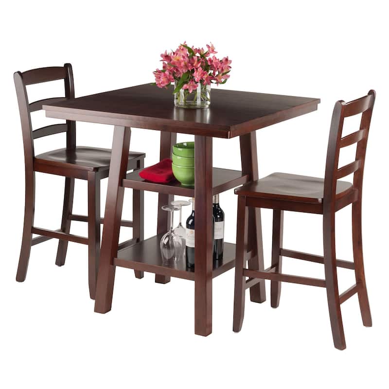 Winsome Orlando Wooden 3 Piece High Table Set with 2 Ladder Back Stools