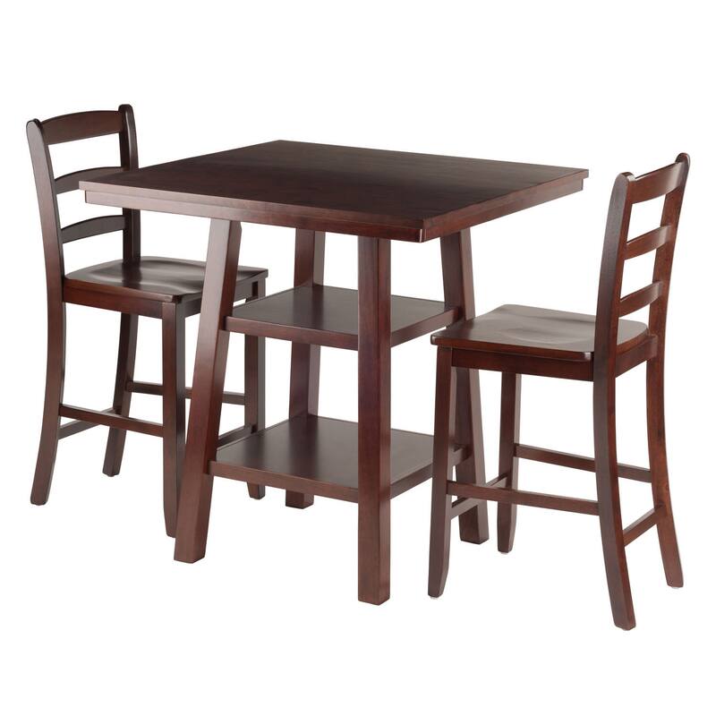 Winsome Orlando Wooden 3 Piece High Table Set with 2 Ladder Back Stools