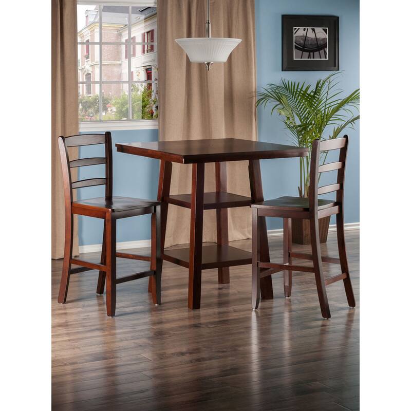 Winsome Orlando Wooden 3 Piece High Table Set with 2 Ladder Back Stools