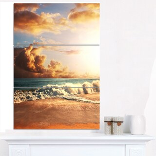 Fast Moving Dark Clouds Over Beach - Modern Beach Canvas Art Print ...