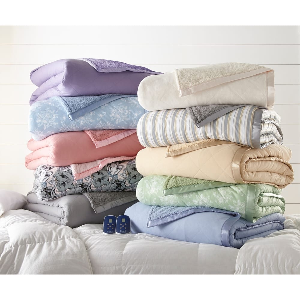 Shavel Quilted Micro Flannel® Sherpa 6-layer Heated Electric Blanket