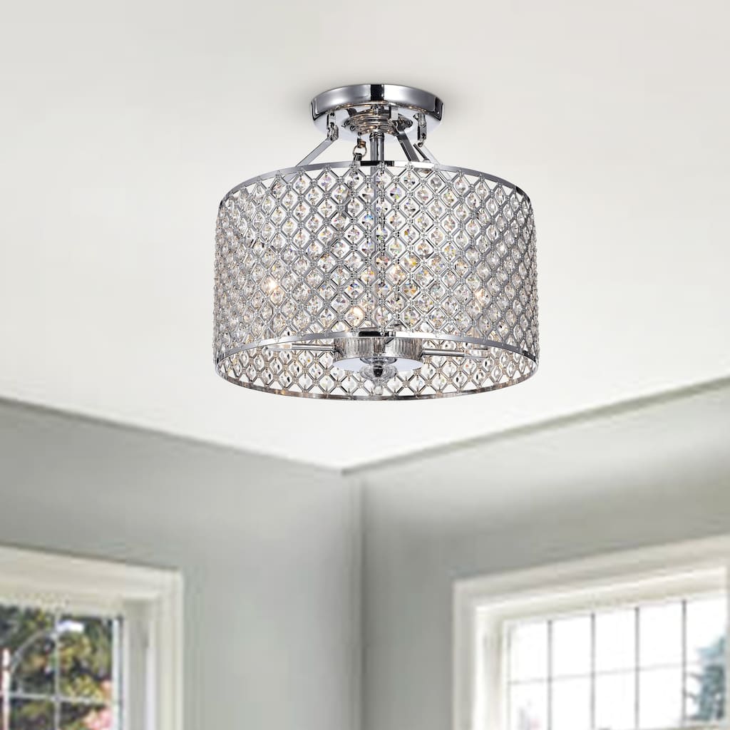 Adara Iron and Glass 4-light Semi-flush Ceiling Light