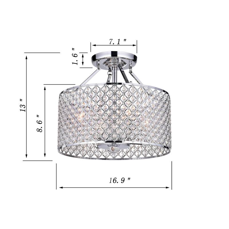Adara Iron and Glass 4-light Semi-flush Ceiling Light - Chrome