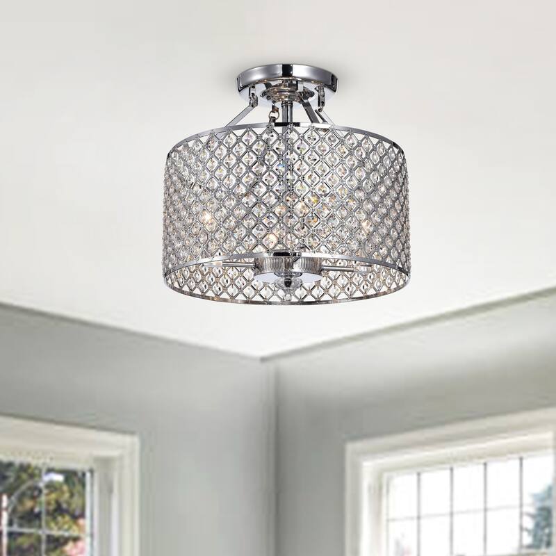 Adara Iron and Glass 4-light Semi-flush Ceiling Light