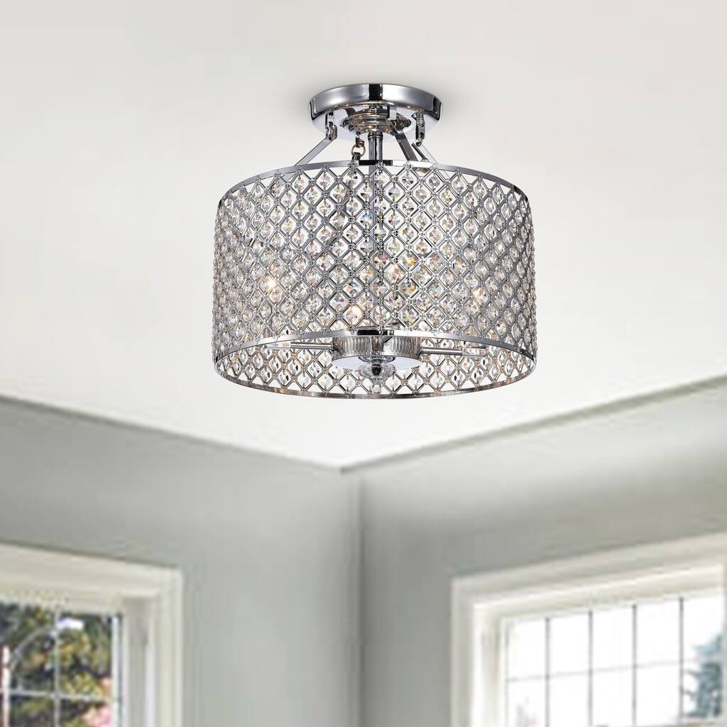 Adara Iron and Glass 4-light Semi-flush Ceiling Light