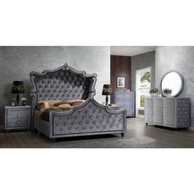 Meridian Hudson Grey Velvet 5-piece Canopy Bedroom Set - Overstock ...
