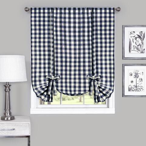 Achim Cotton Blend 63-inch Long Buffalo-check Window Tie-Up Shade
