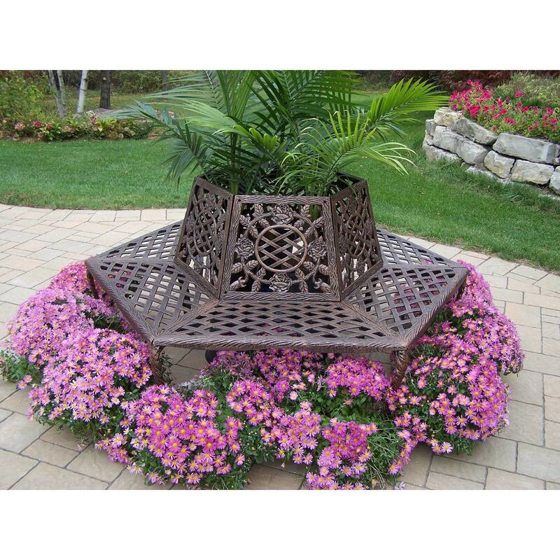Oakland Living Corporation Tea Rose Cast Aluminum Tree Bench