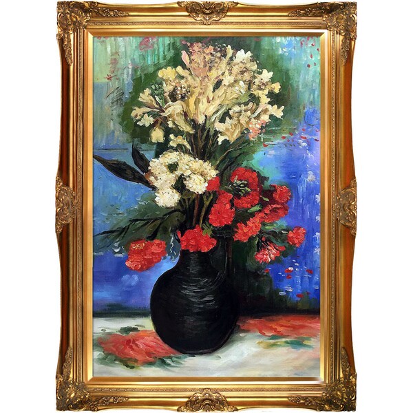 Shop Van Gogh 'Vase with Carnations' Hand Painted Framed