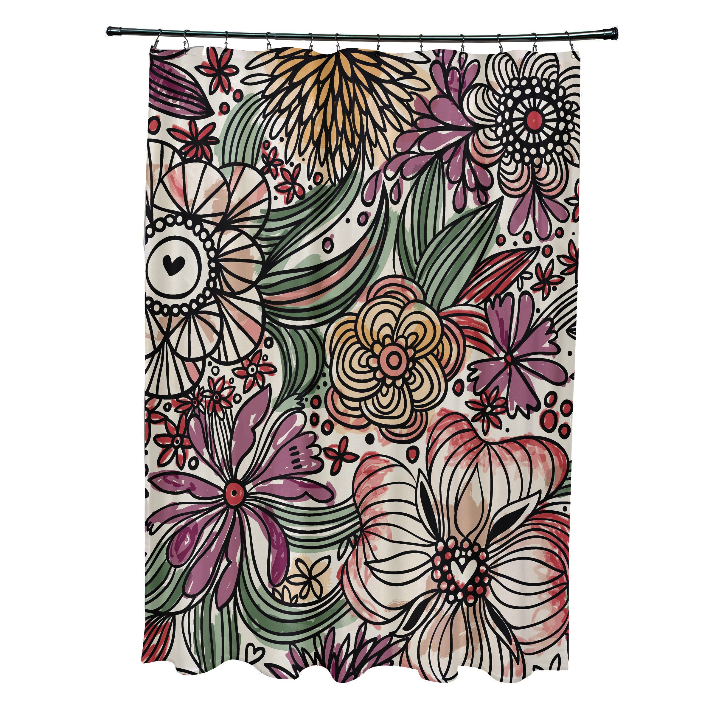 Shop 71 X 74 Inch Zentangle Floral Print Shower Curtain Free