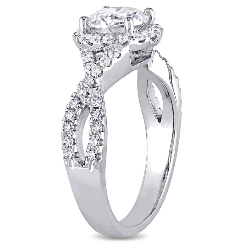 Miadora Signature Collection 14k White Gold 1 3/8ct TDW Diamond Crossover Infinity Engagement Ring