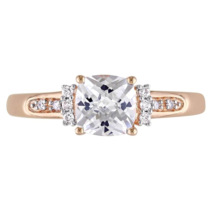 Miadora 10k Rose Gold Created White Sapphire and Diamond Accent Engagement Ring
