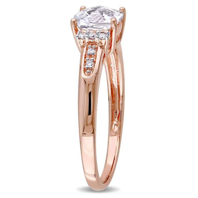 Miadora 10k Rose Gold Created White Sapphire and Diamond Accent Engagement Ring