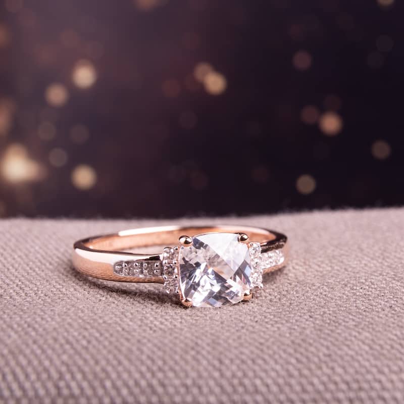 Miadora 10k Rose Gold Created White Sapphire and Diamond Accent Engagement Ring
