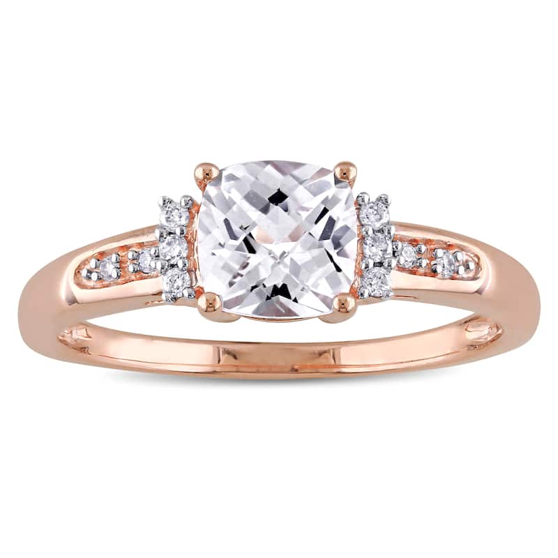 Miadora 10k Rose Gold Created White Sapphire and Diamond Accent Engagement Ring - 4