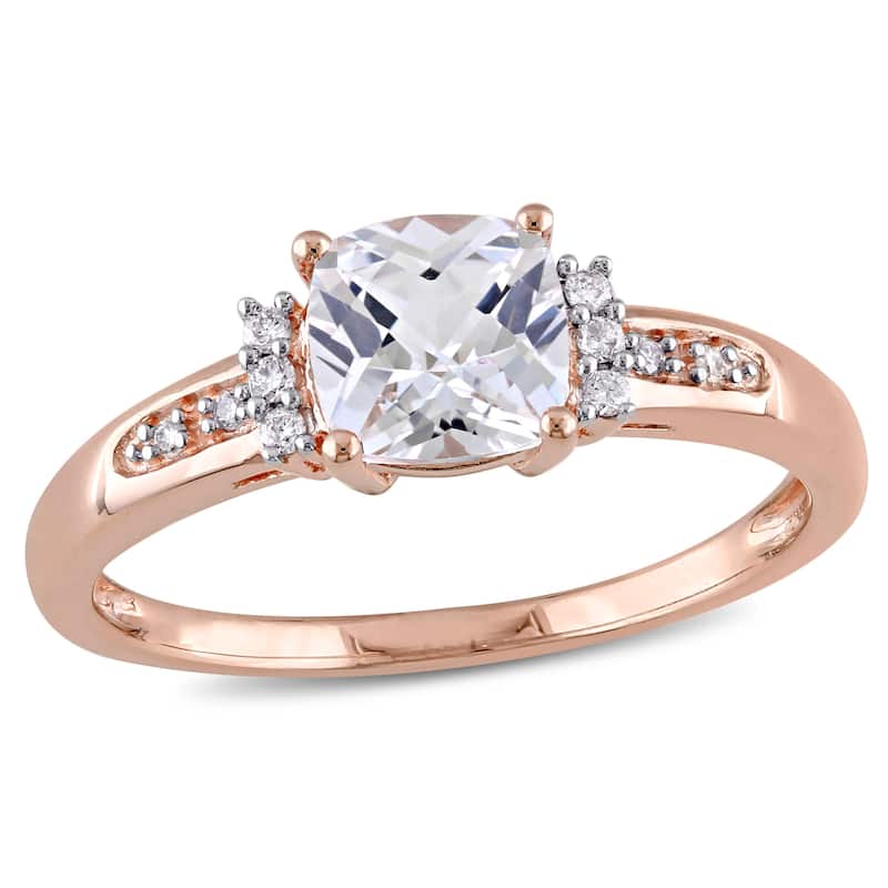 Miadora 10k Rose Gold Created White Sapphire and Diamond Accent Engagement Ring